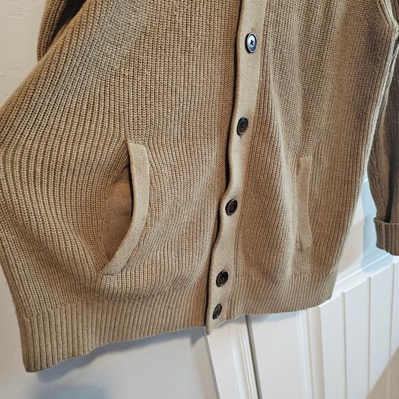 Vintage Tommy Hilfiger Cardigan Mens Large Brown Y2K Ribbed Knit Preppy Academia - Picture 5 of 10